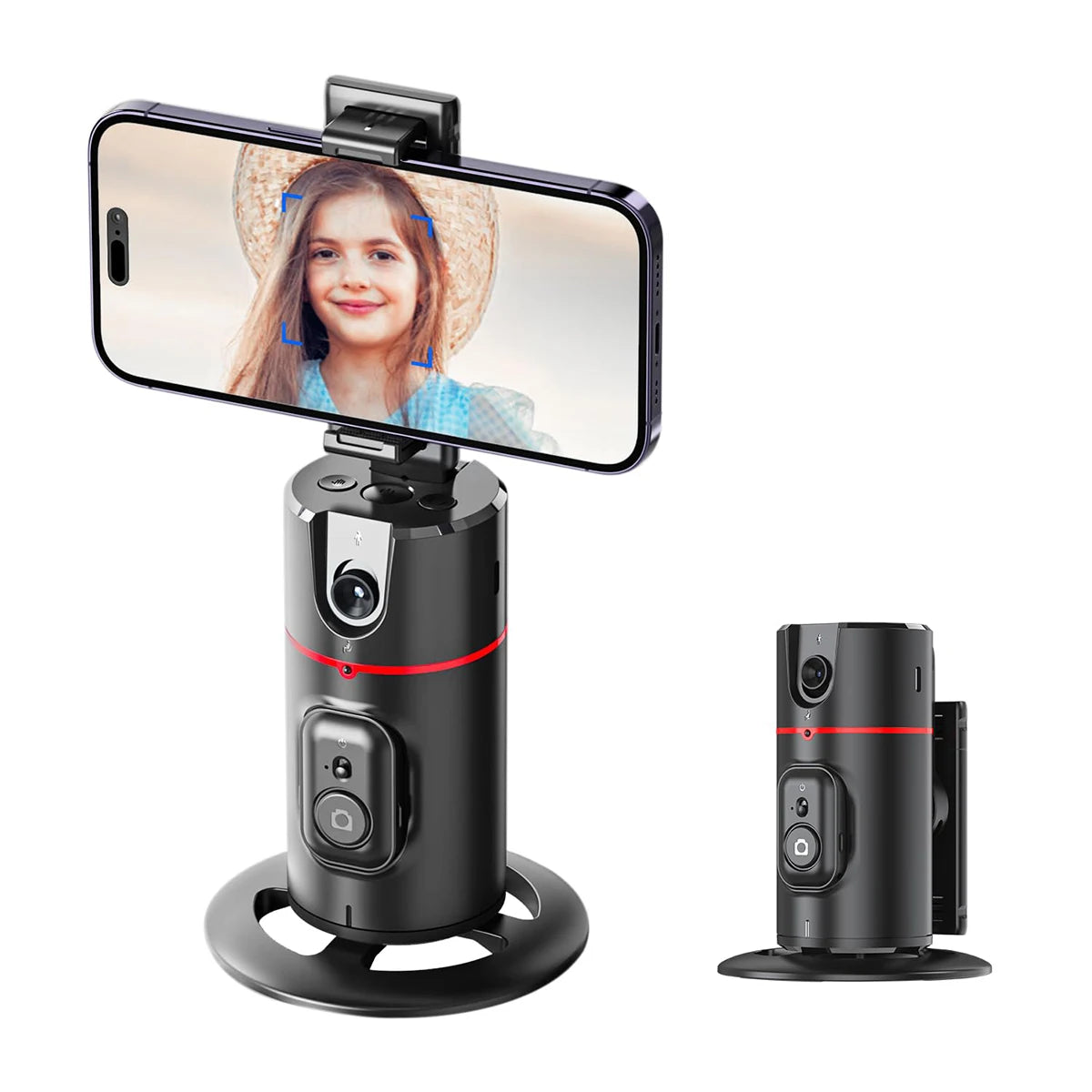 Auto Face Tracking Phone Stand — 360° Rotation for Vlogging & Live Streaming