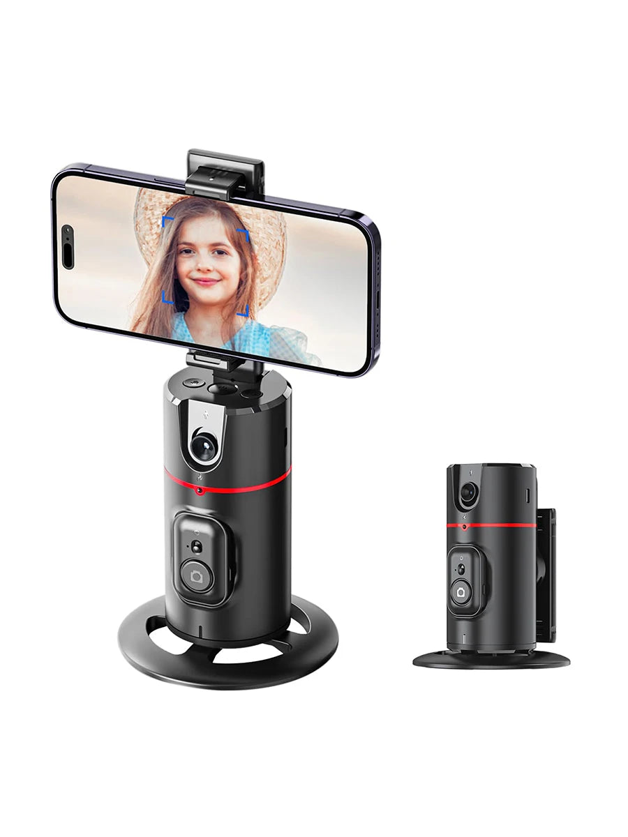 Auto Face Tracking Phone Stand — 360° Rotation for Vlogging & Live Streaming