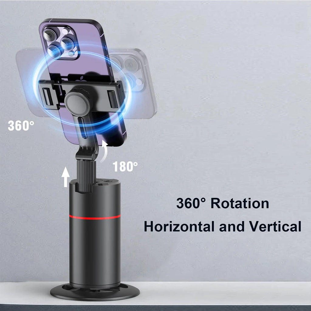 Auto Face Tracking Phone Stand — 360° Rotation for Vlogging & Live Streaming