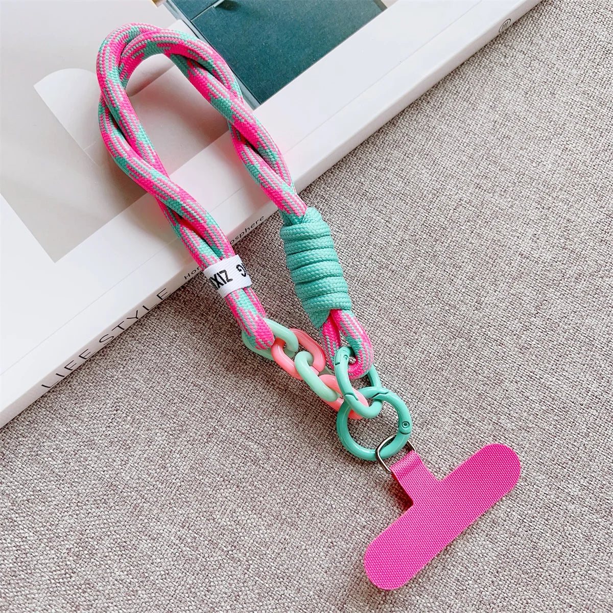 Phone Wrist Strap with Keychain Pendant