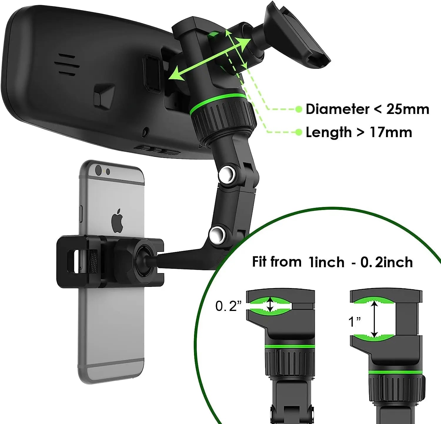 360° Rearview Mirror Phone Mount