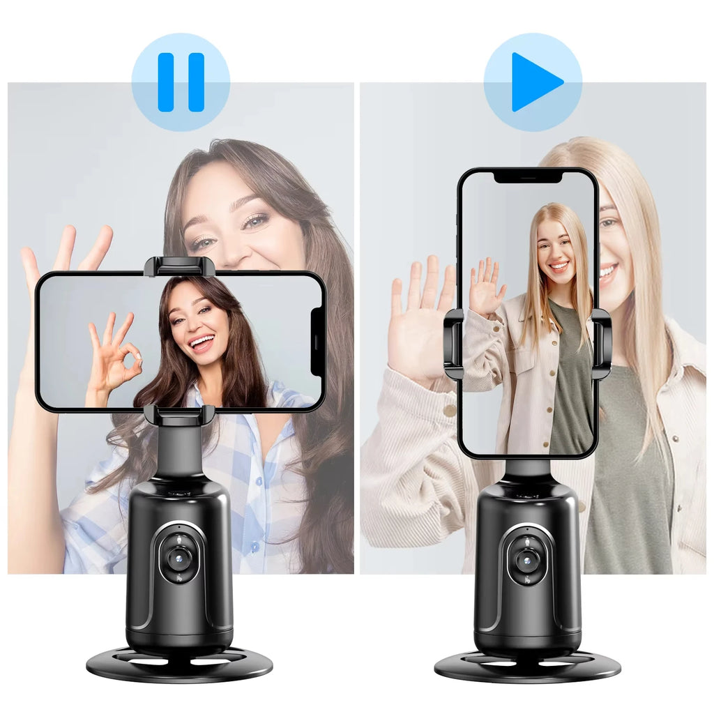 360° AI Gimbal Stabilizer with Auto Face Tracking — Phone Stand for YouTube & Live Video