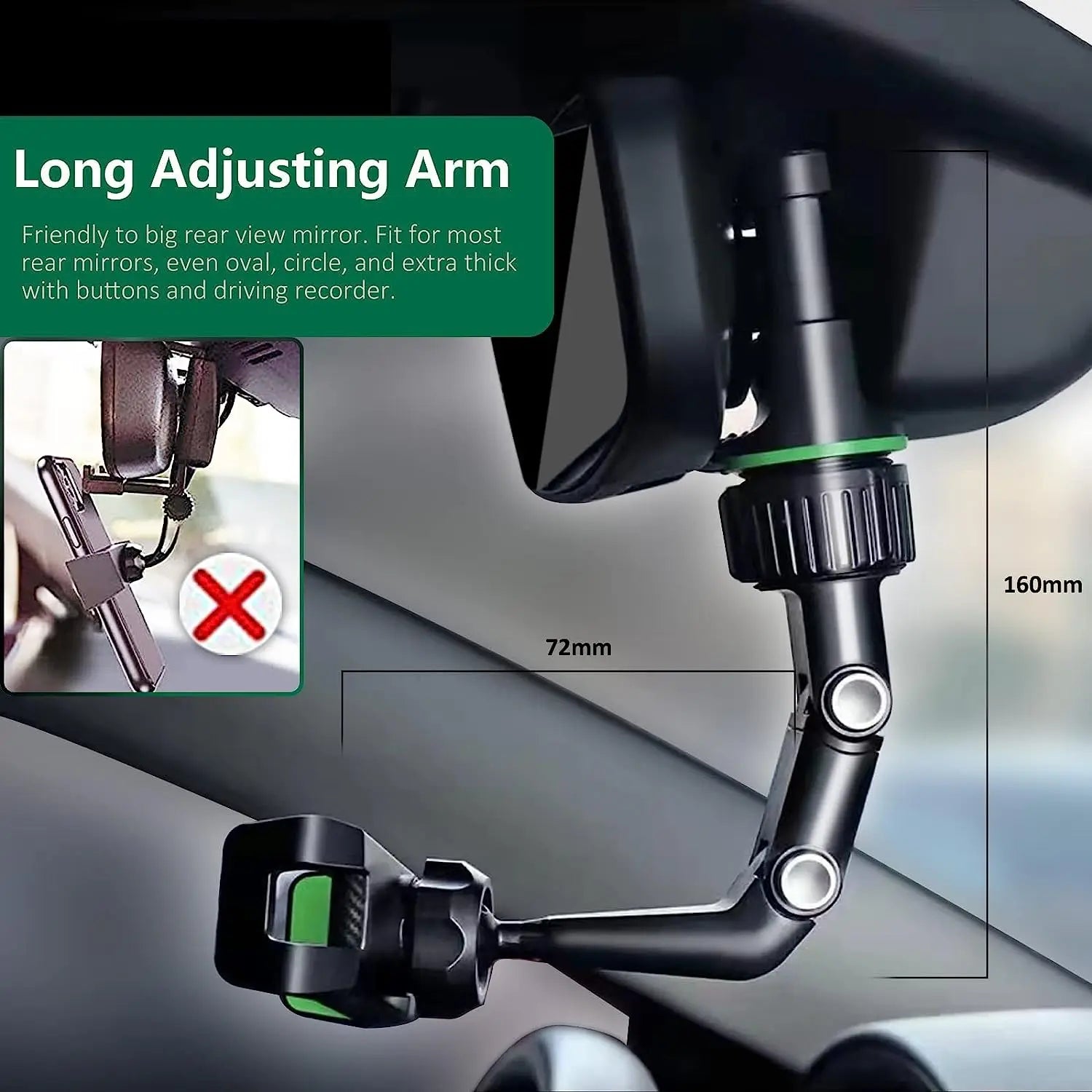 360° Rearview Mirror Phone Mount