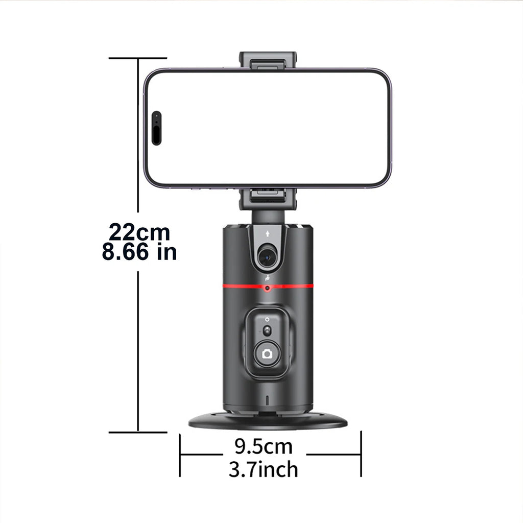 Auto Face Tracking Phone Stand — 360° Rotation for Vlogging & Live Streaming
