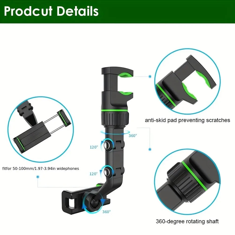 360° Rearview Mirror Phone Mount